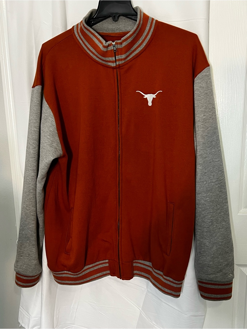 Texas Longhorns Two-Tone Zip Jacket in Burnt Orange and Gray
